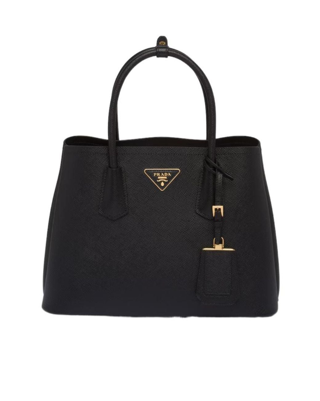 Prada Black Double Medium Saffiano Leather Bag