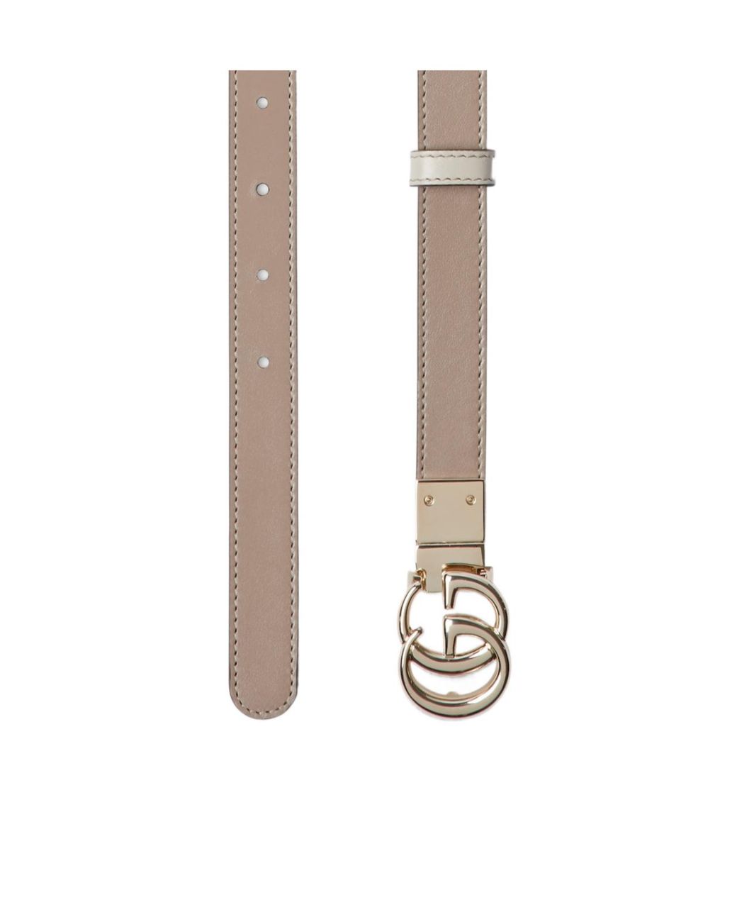 Gucci White Gg Marmont Reversible Thin Belt