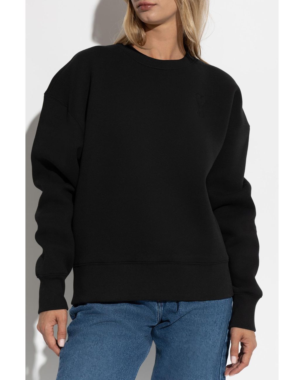 AMI Black Ami De Coeur Cotton Blend Sweatshirt for men