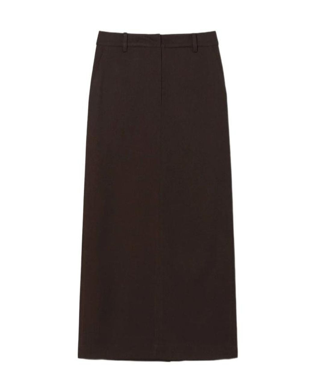 DUNST Brown Pinstripe Column Midi Skirt