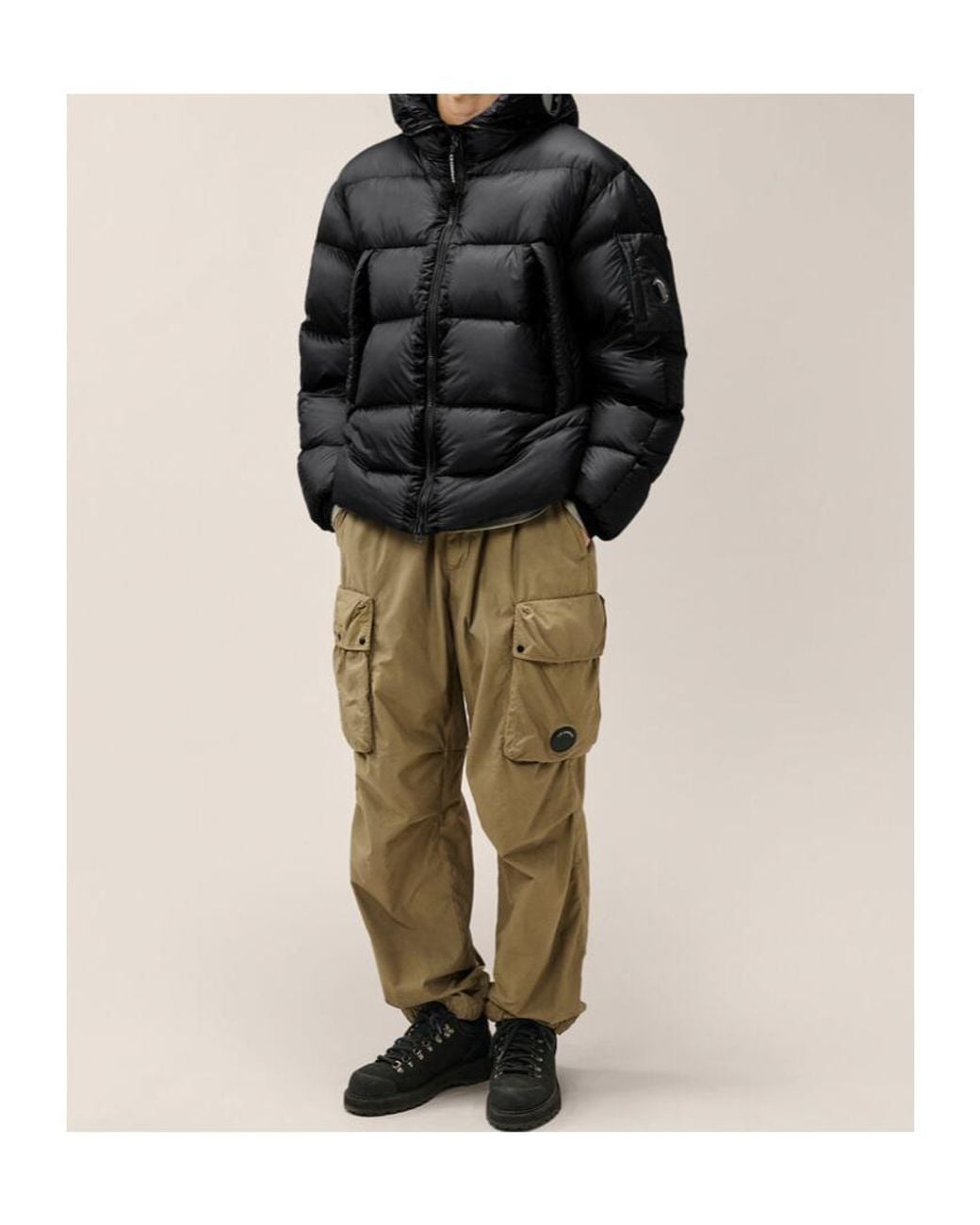 C P Company Black Explorer Hooded Down Jacket for men