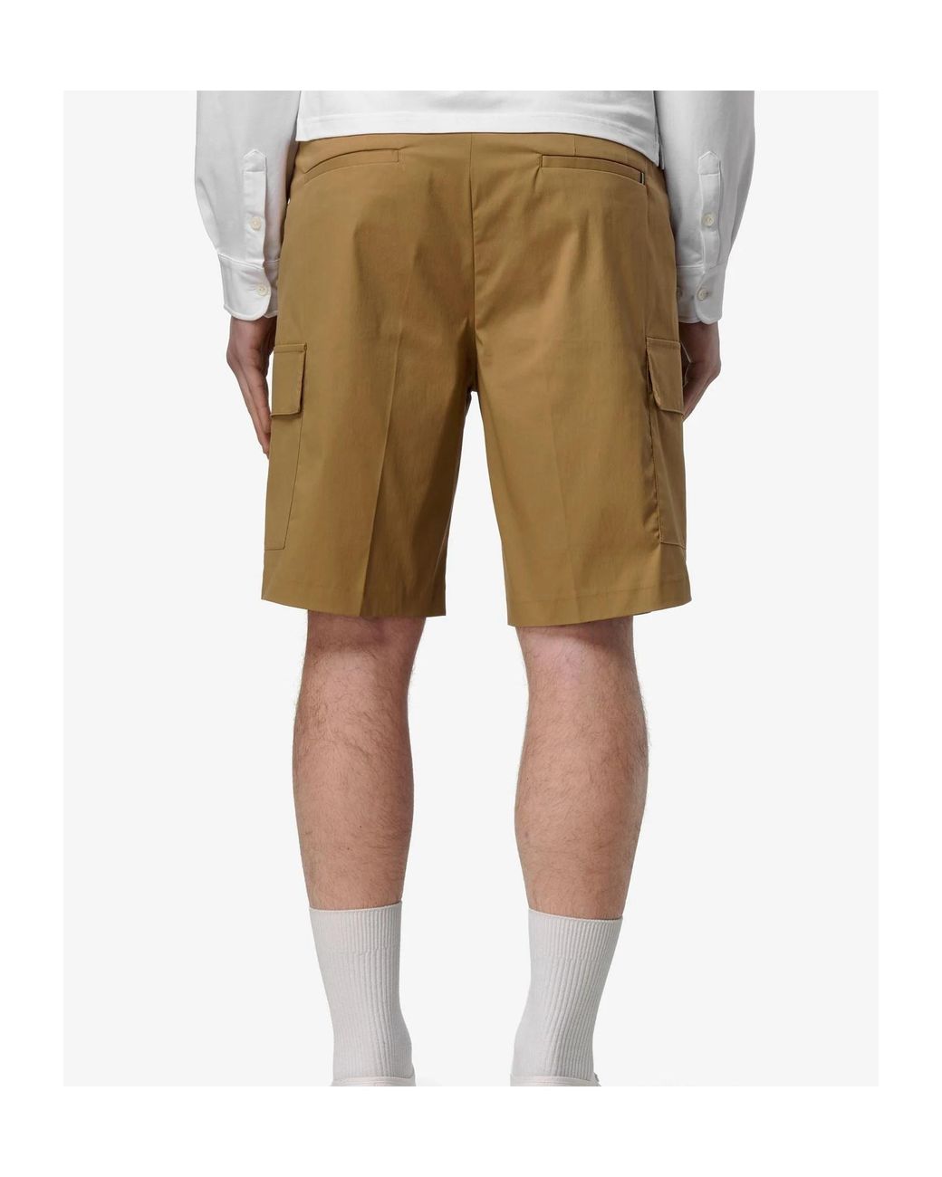 K-Way Brown Pleated Cargo Bermuda Shorts for men