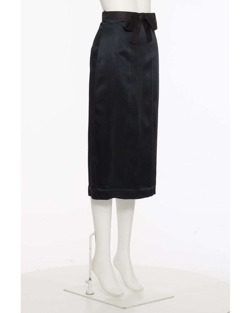 Valentino Black Bow-Detail Satin Midi Skirt