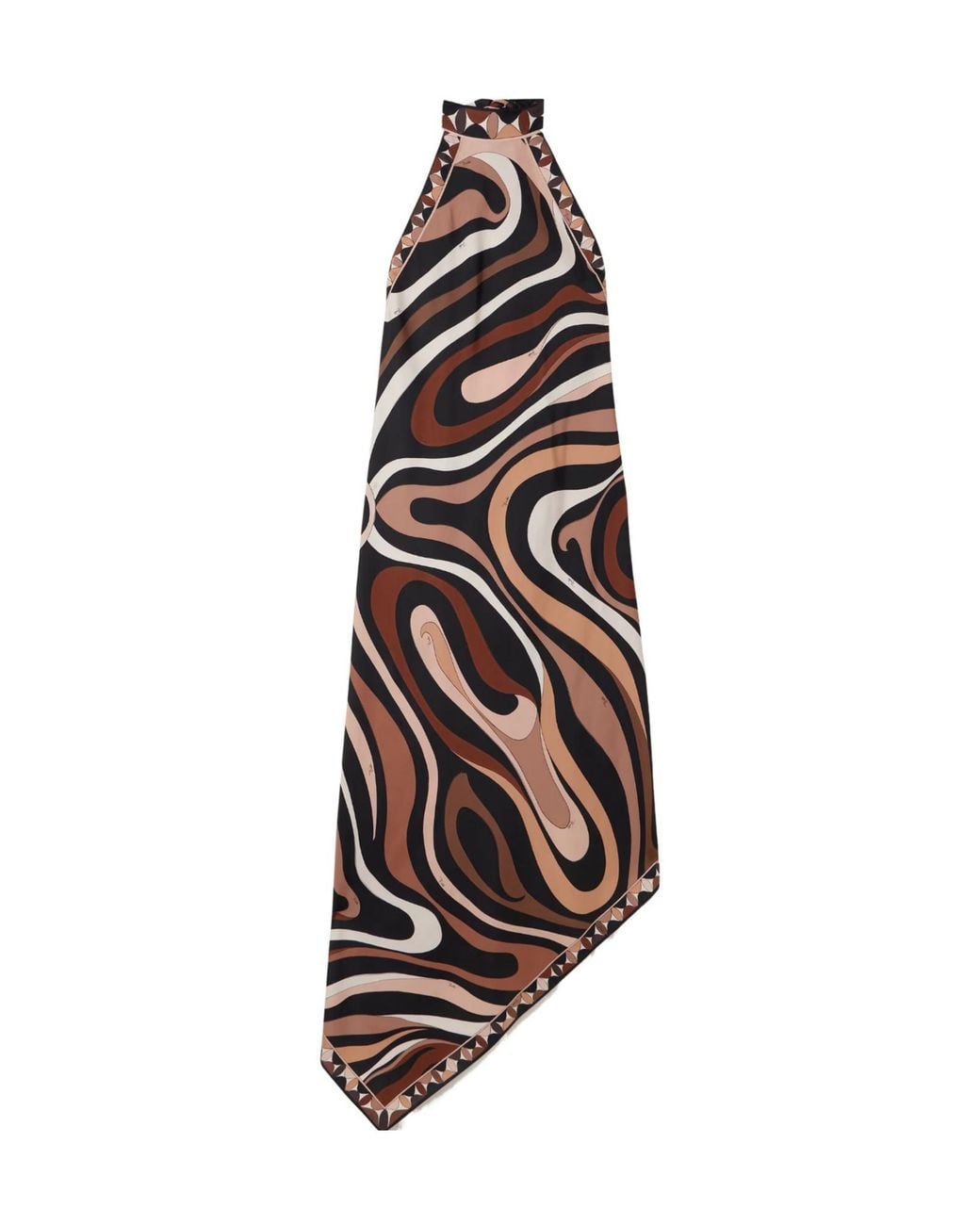 Emilio Pucci White Printed Silktwill Halterneck Dress