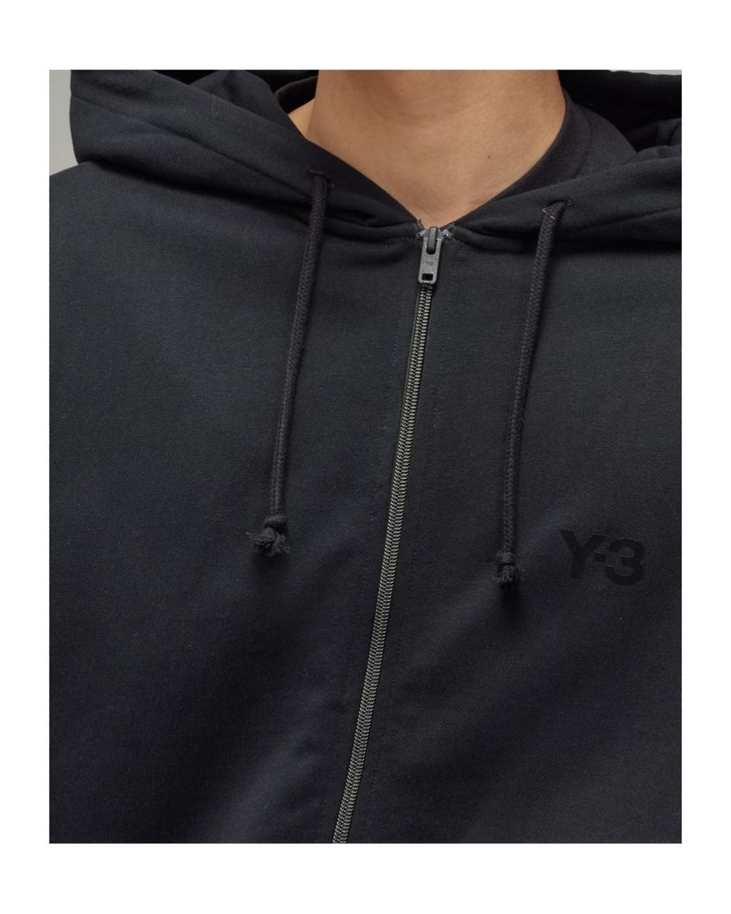 Y-3 Black French Terry Zip Hoodie for men