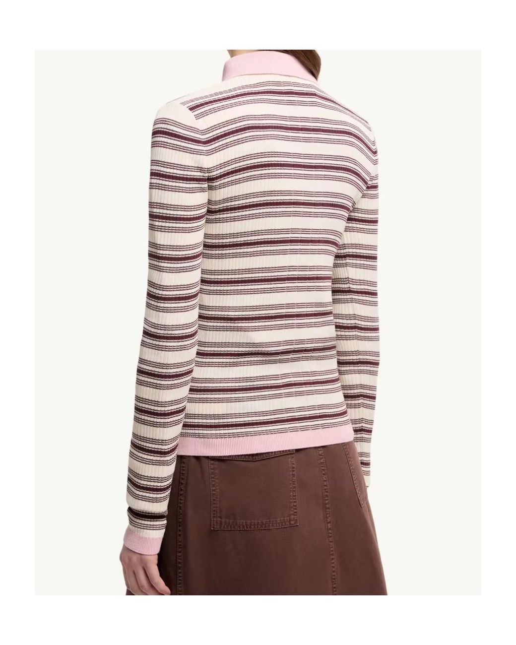 Moncler Multicolor Striped Long-Sleeved Knitted Polo Top
