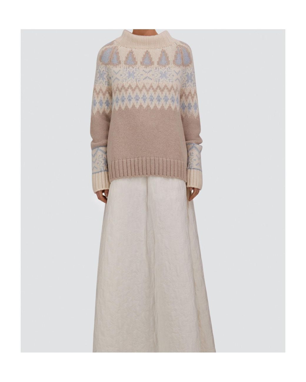 Herno Gray Fair Isle Turtleneck Knitted Sweater