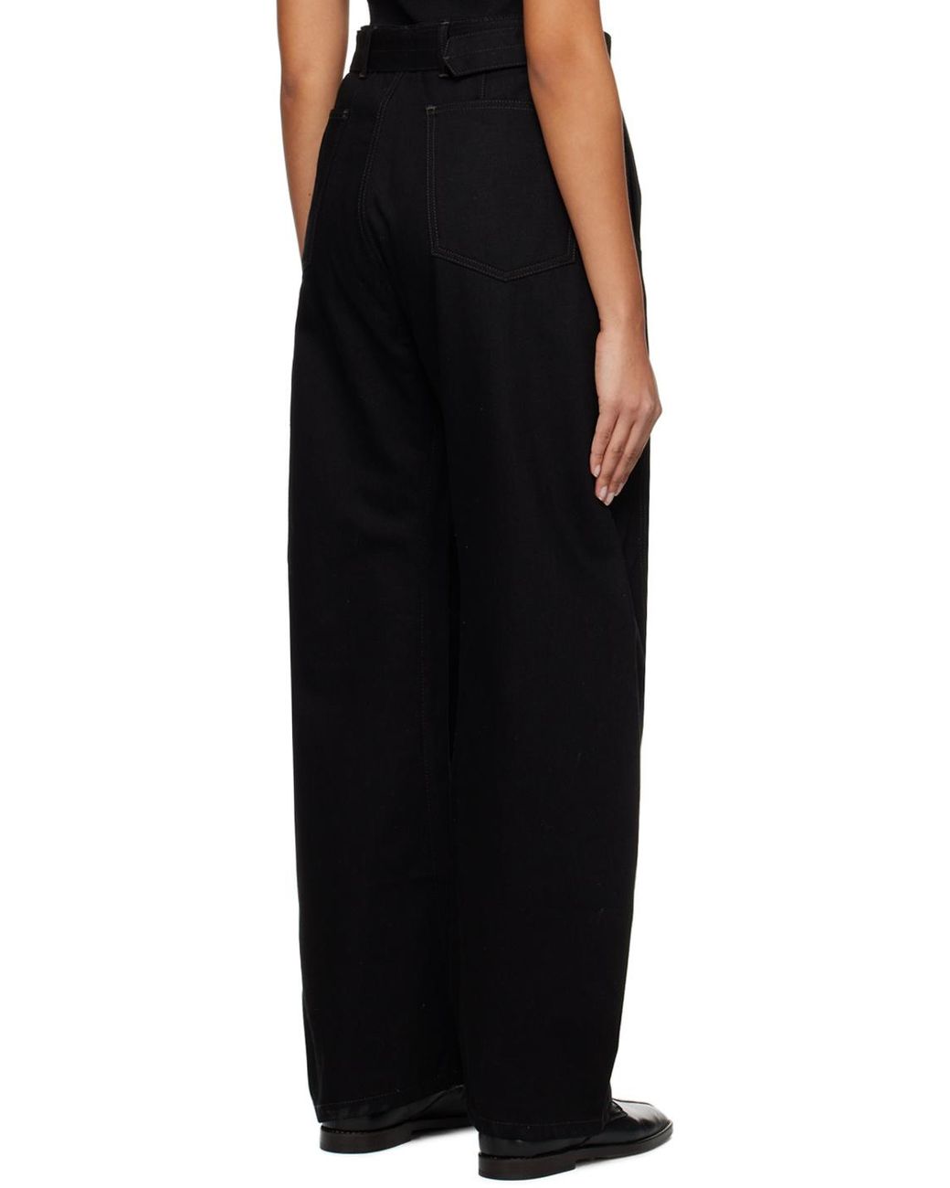 Lemaire Black Belted Straight-Leg Pants for men