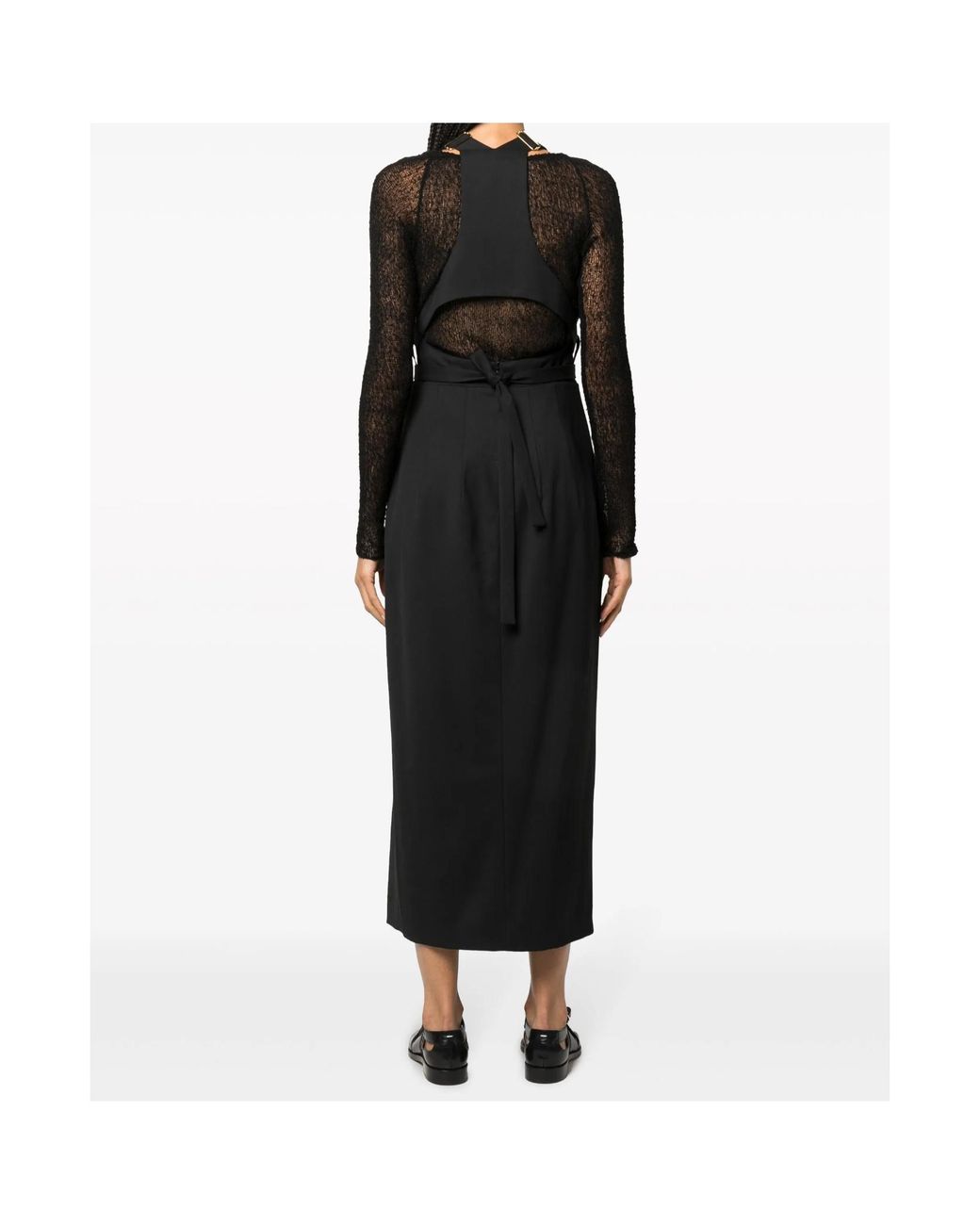 Patou Black Cut-Out Sleeveless Pinafore Dress