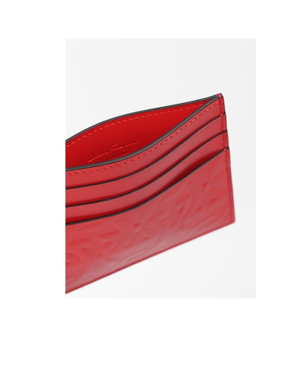 Ferragamo Red Logo-Embossed Leather Cardholder for men