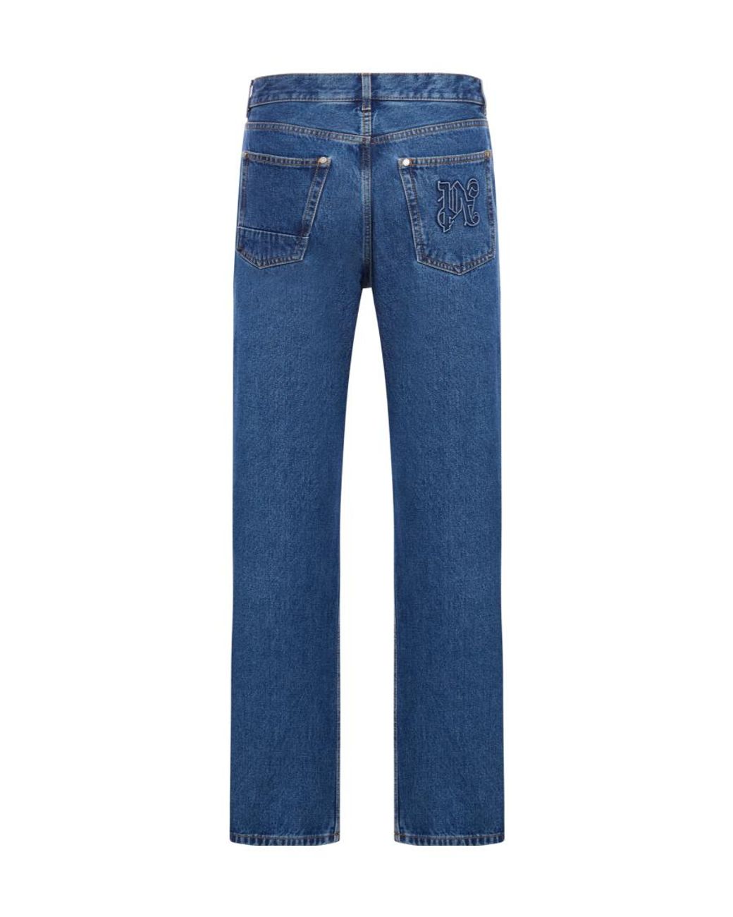 Palm Angels Blue Straight Leg Panelled Jeans for men