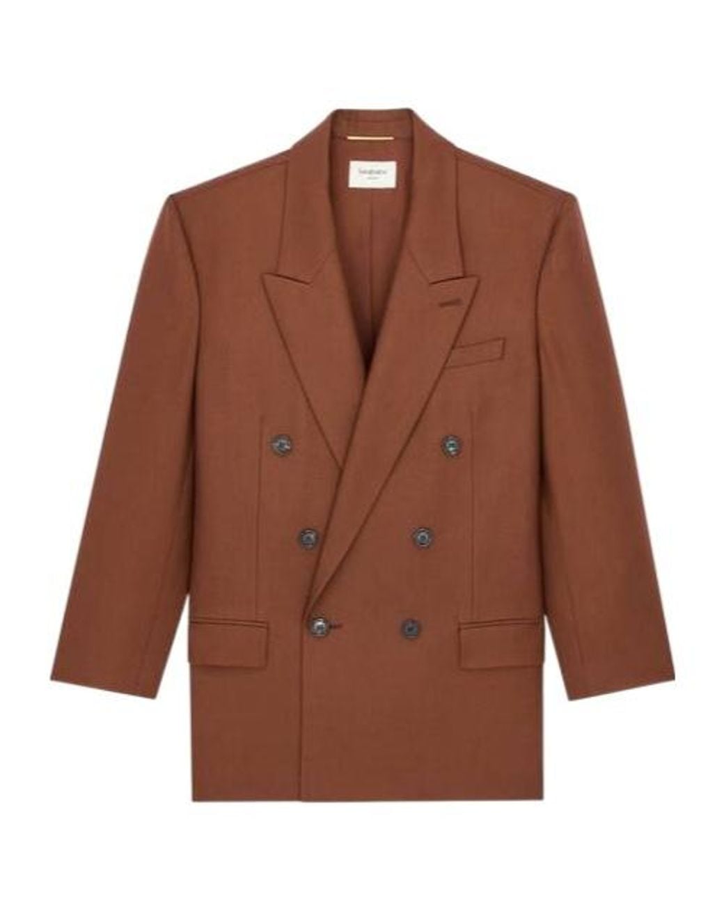 Saint Laurent Brown Double-Breasted Long-Sleeved Jacket