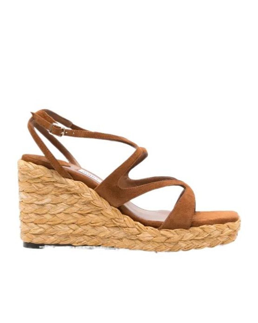 Jimmy Choo Brown Woven Wedge Platform Sandals