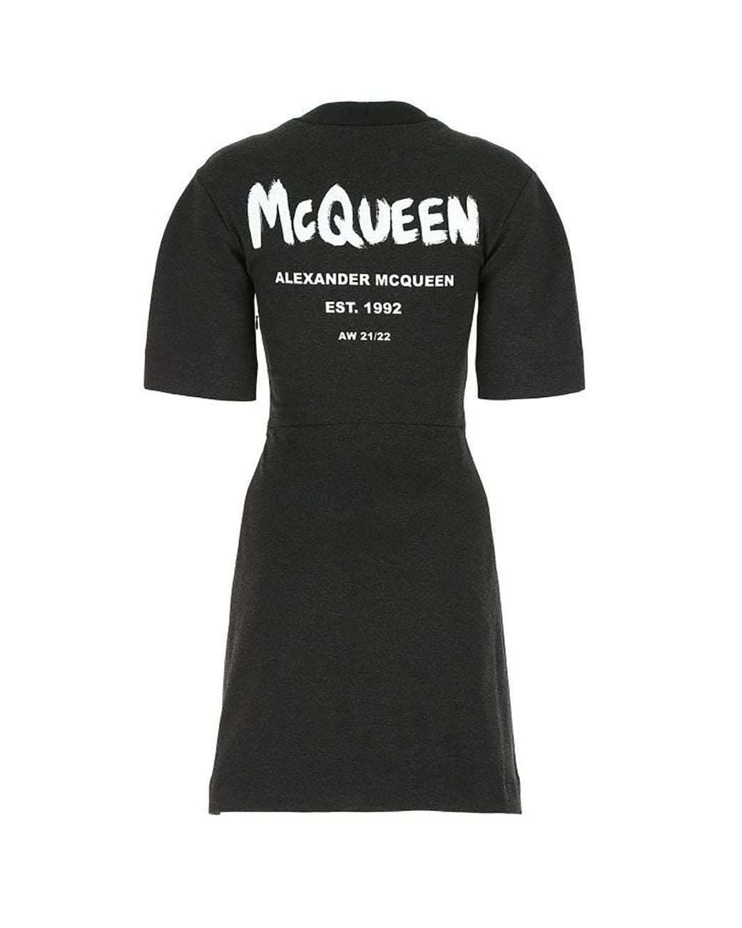 McQueen Black Logo Print Mini Dress