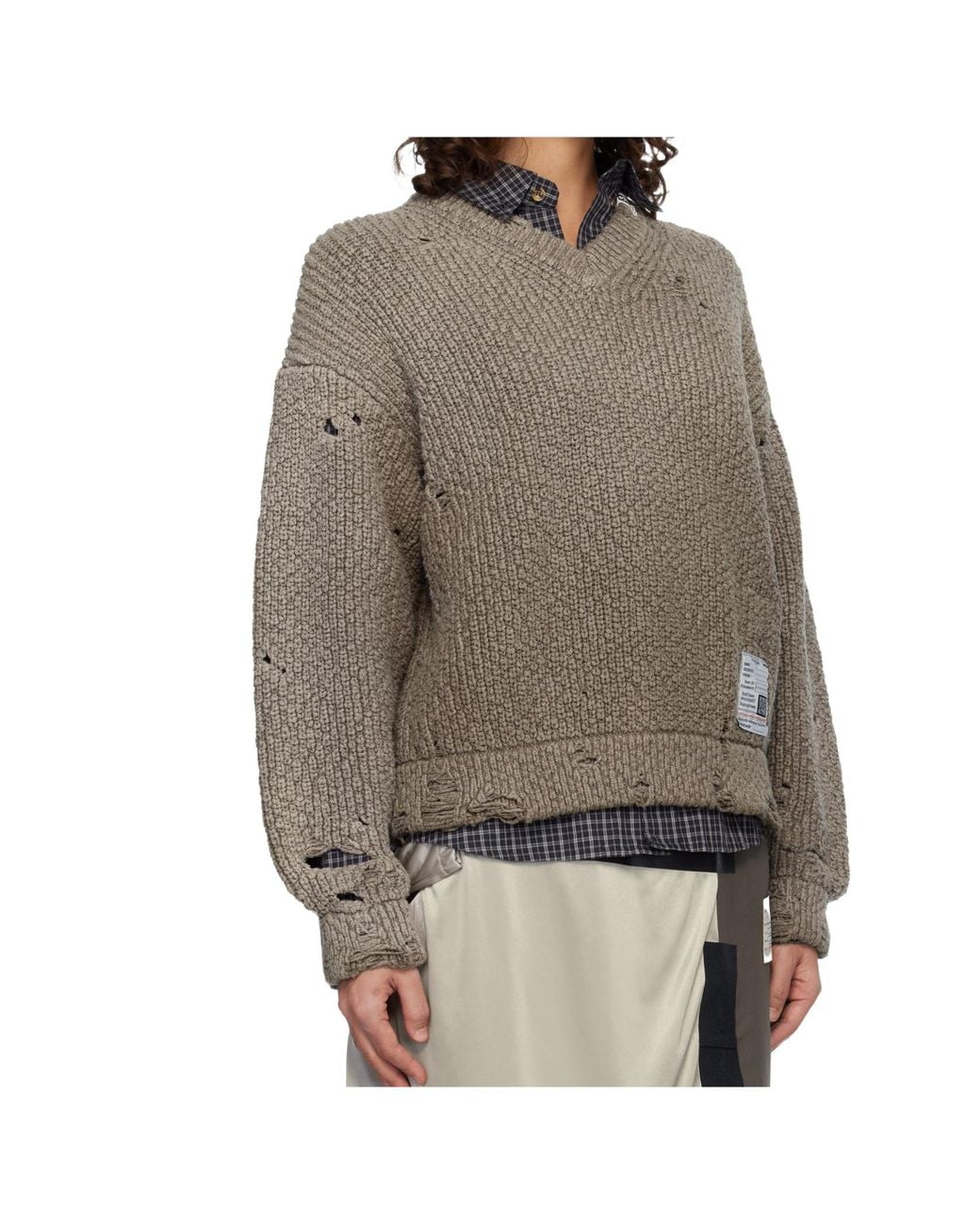 Maison Mihara Yasuhiro Brown V-Neck Sweater