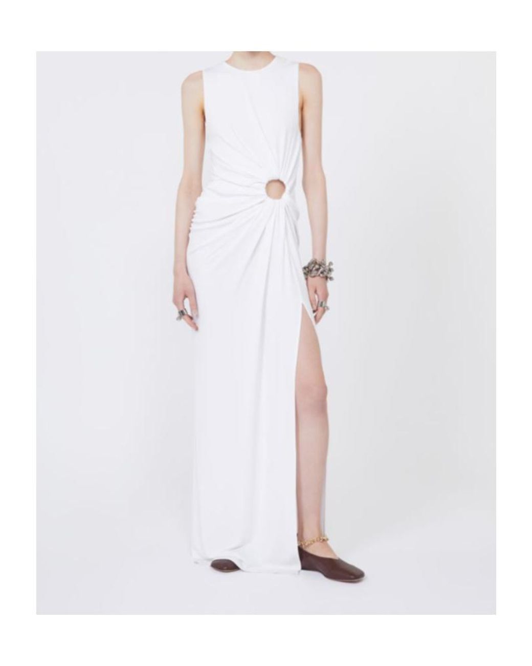 Sportmax White Saletta Ring-Detail Maxi Dress