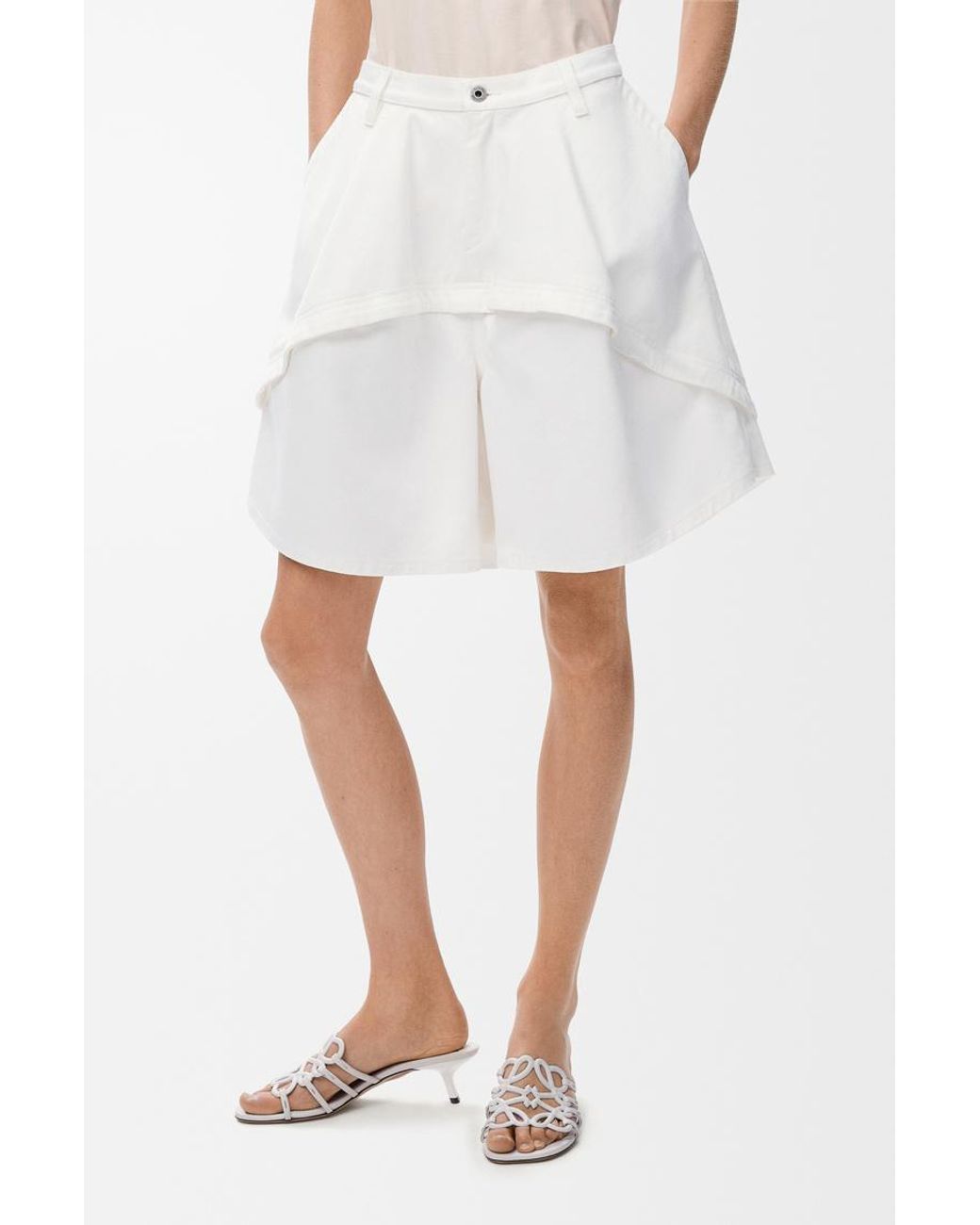 Loewe White Paulas Ibiza Denim Shorts
