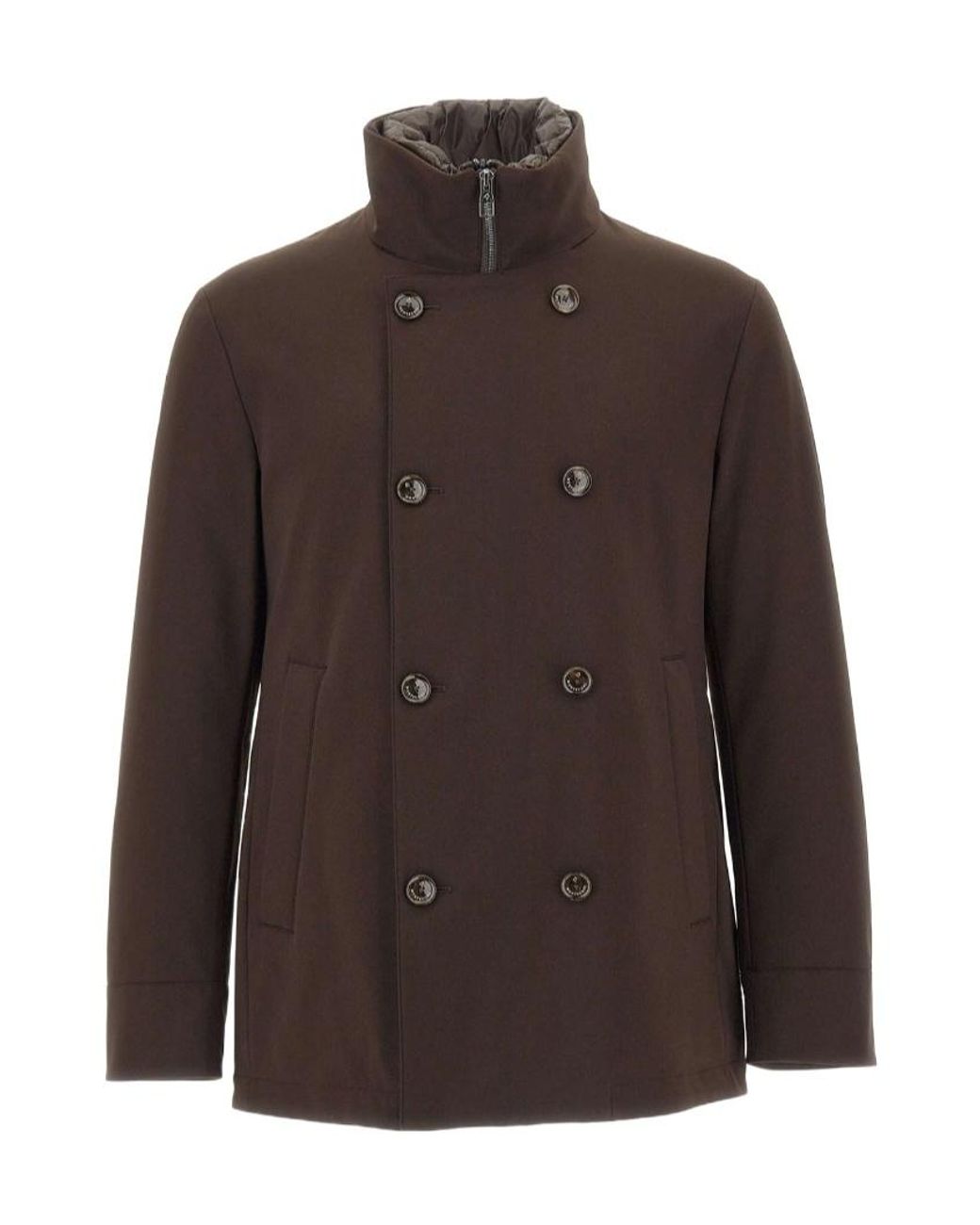 Montecore Brown Quilted Bib Double-Breasted Coat for men