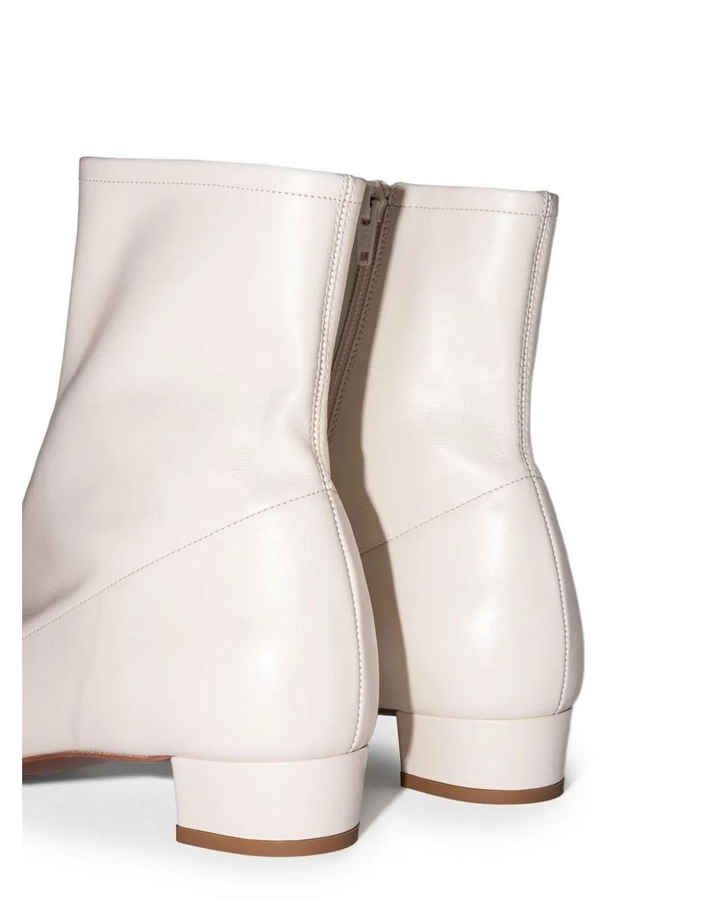 By Far Natural Este Leather Ankle Boots