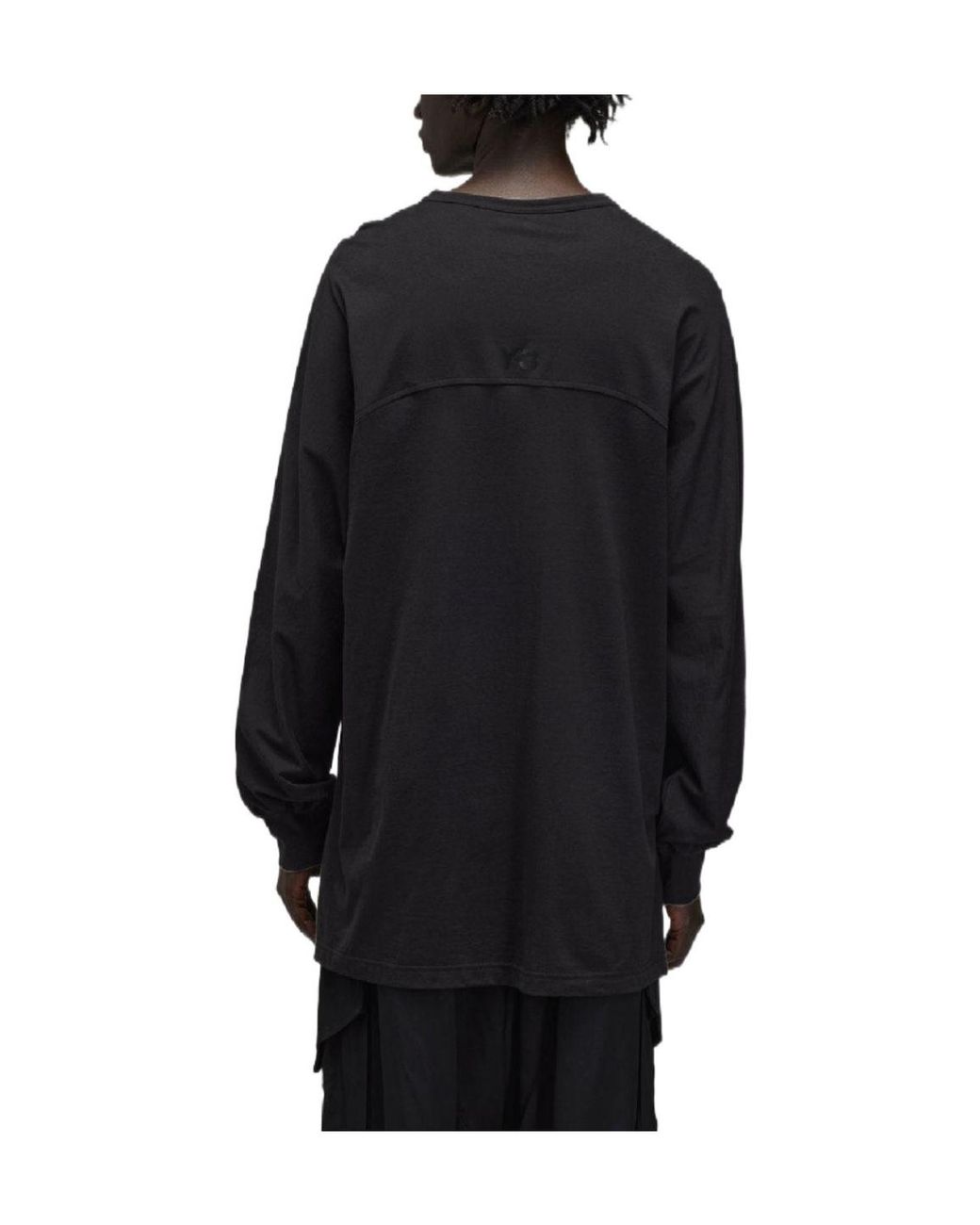 Y-3 Black Solid Color Long Sleeve T-Shirt for men