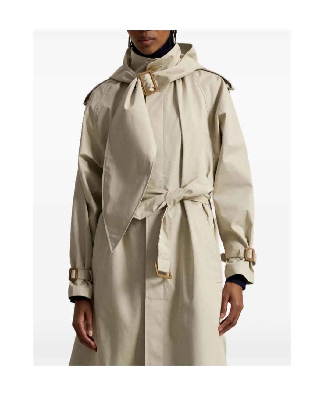 Polo Ralph Lauren Natural Buckled-Scarf A-Line Trench Coat