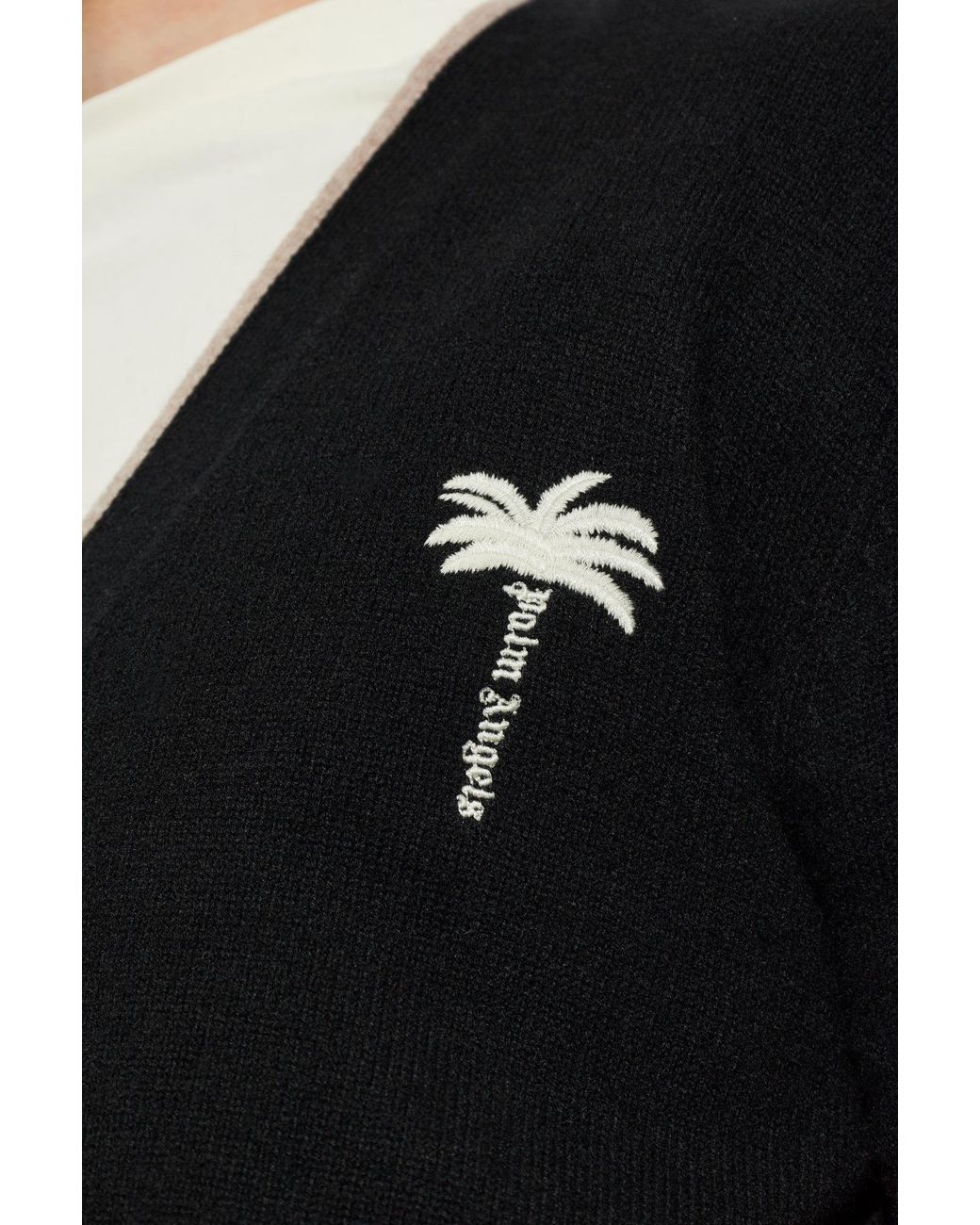 Palm Angels Black Long-Sleeve Cardigan for men