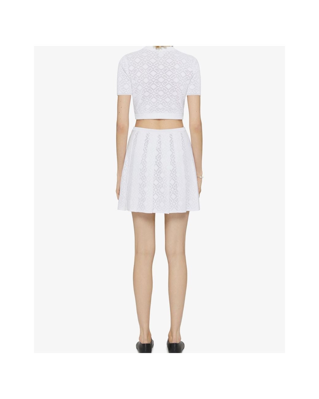 Givenchy White Monogram 72 Jacquard Short-Sleeve Knit Top