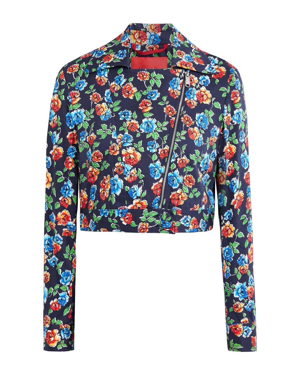MAX&Co. Blue Floral Print Biker Jacket