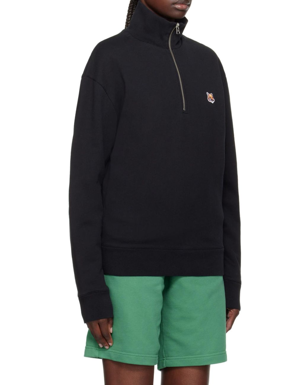 Maison Kitsuné Blue Maison Kitsuné Fox Head Patch Half-Zip Sweatshirt for men