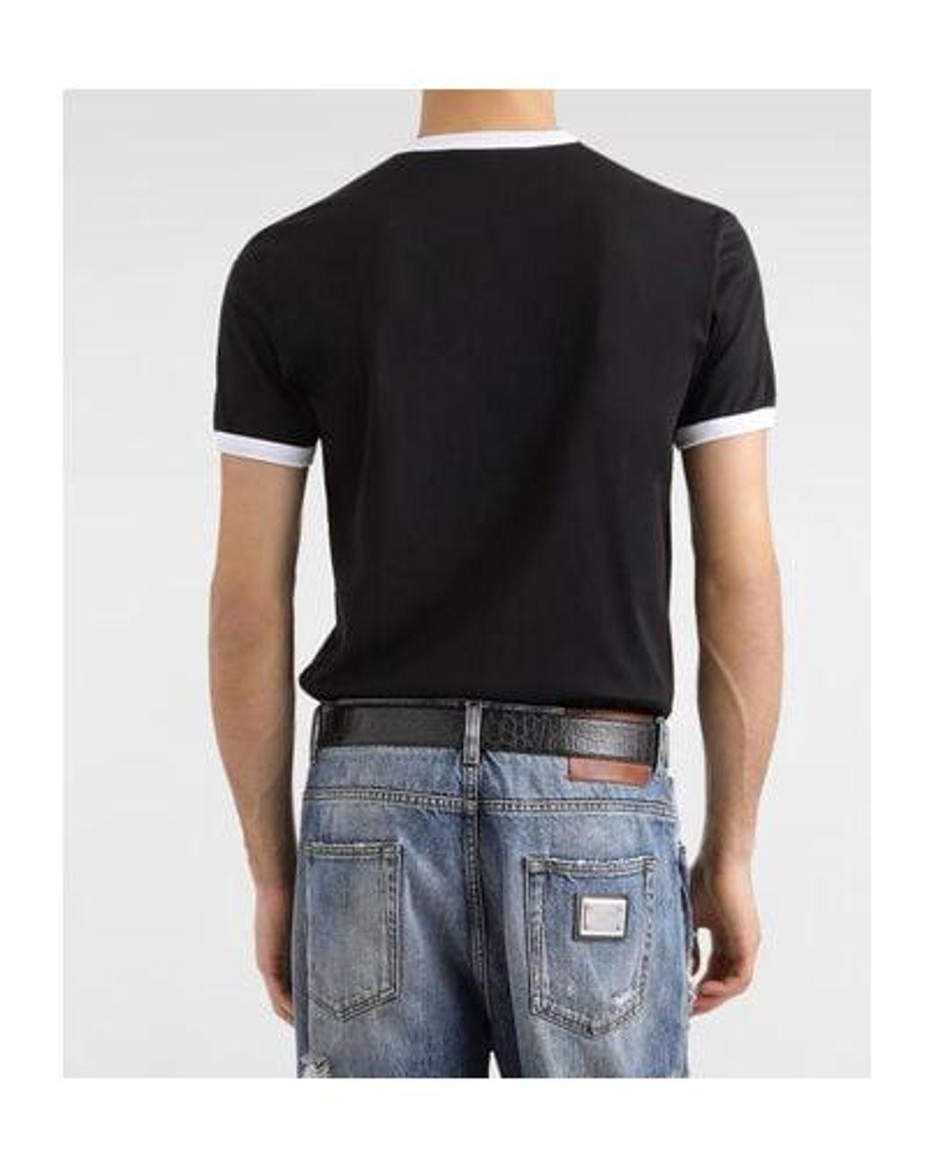 Dolce & Gabbana Black Dg Printed Crewneck T-Shirt for men