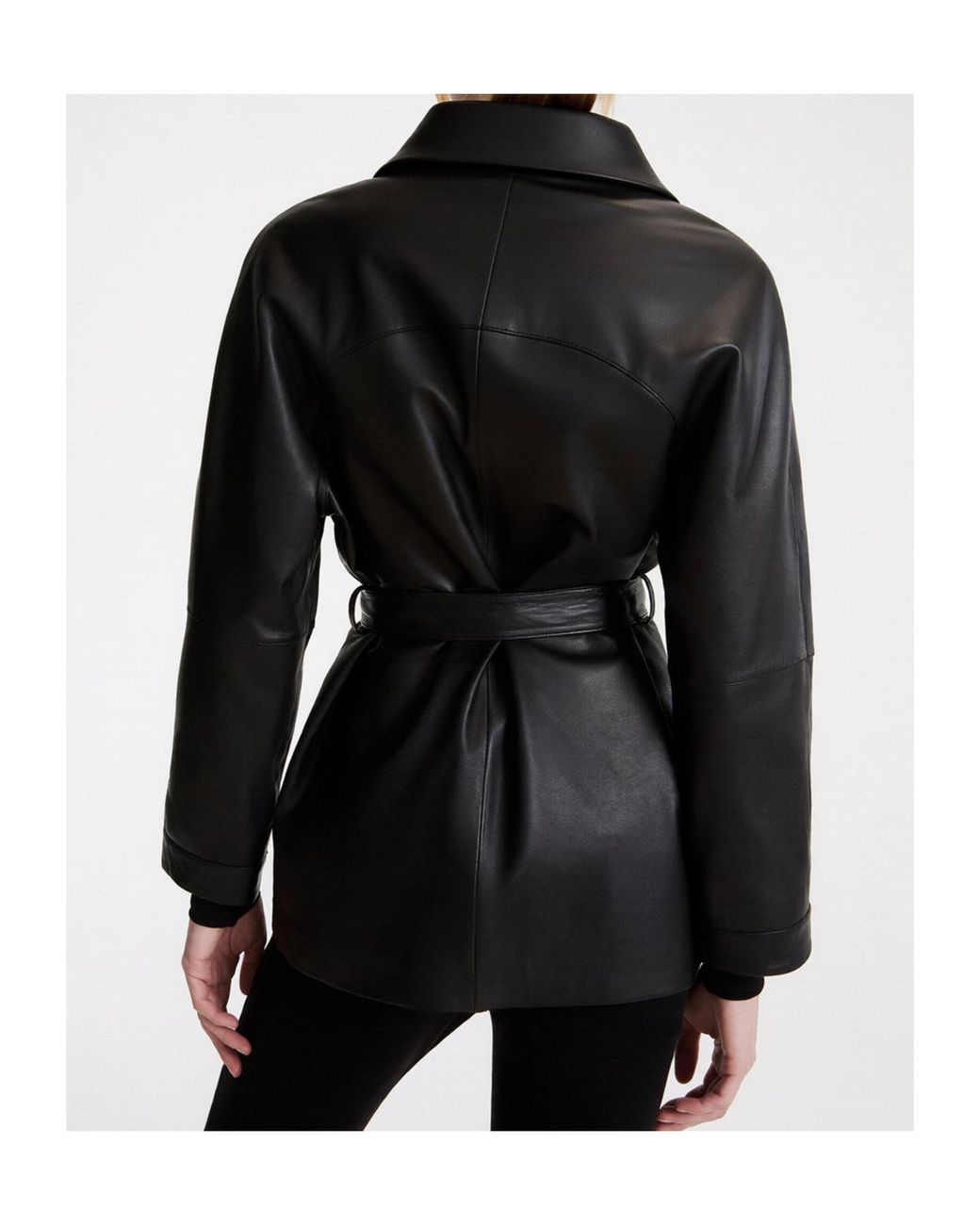 Marella Black Button-Front Leather Jacket
