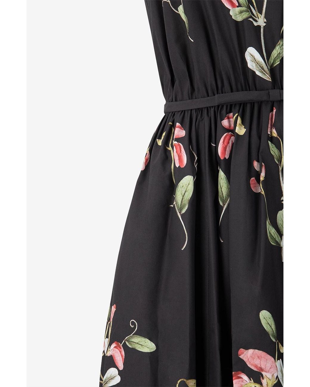Giambattista Valli Black Carnation Long Sleeveless Poplin Dress