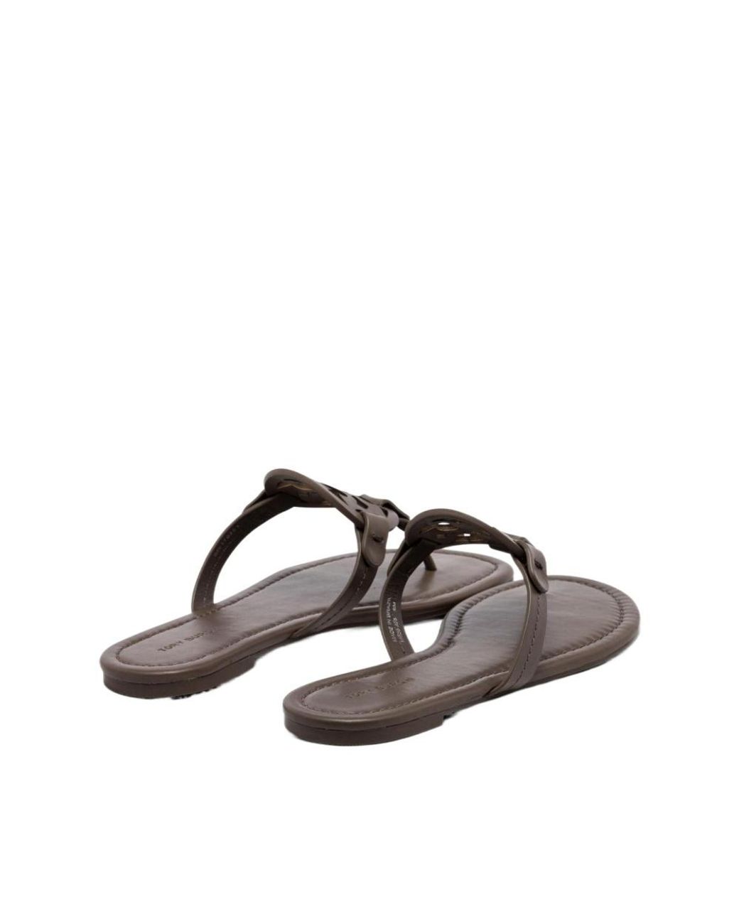 Tory Burch Brown Miller Logo Flat Sandals