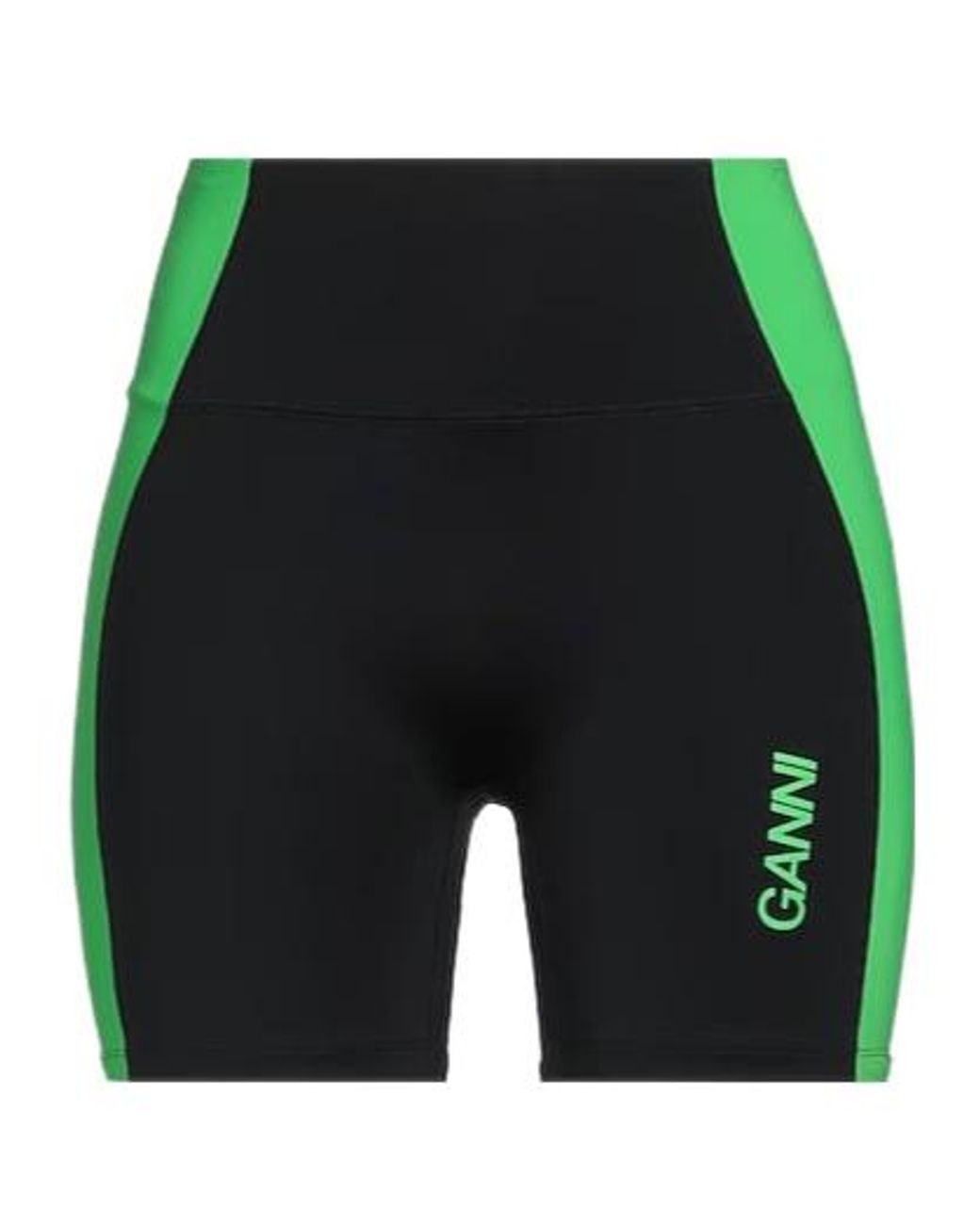 Ganni Green Logo High-Waisted Shorts
