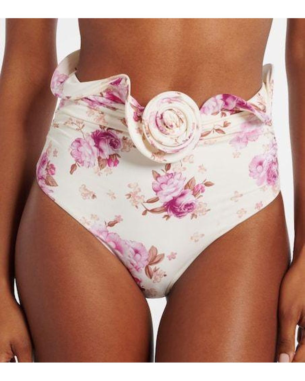 Magda Butrym Pink Floral-Appliqué Bikini Bottoms