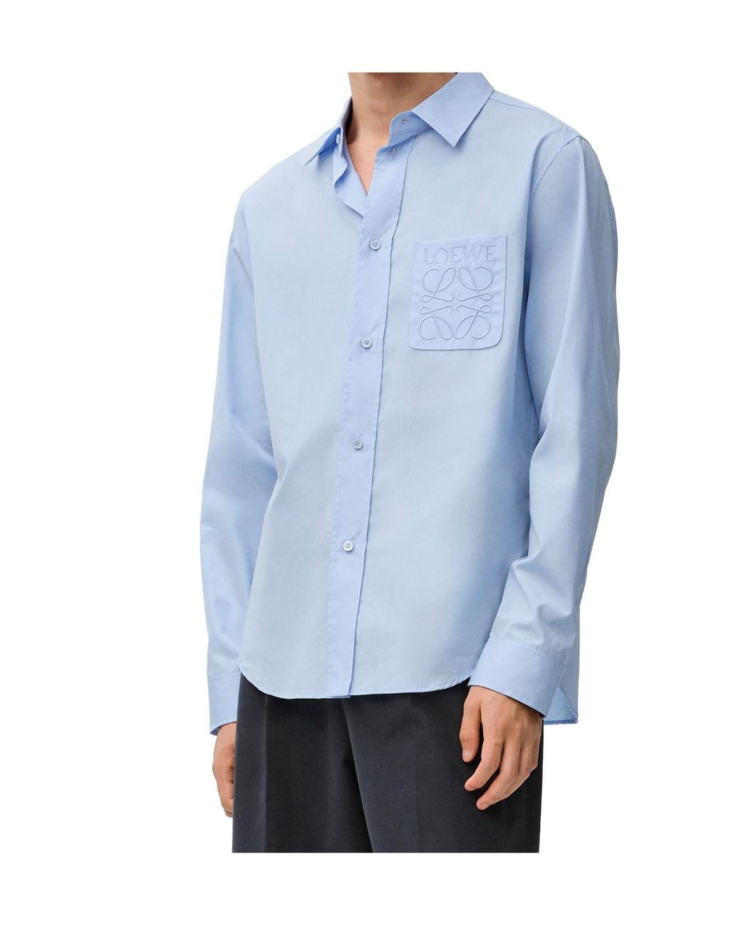 Loewe Blue Cotton-Blend Anagram Shirt for men