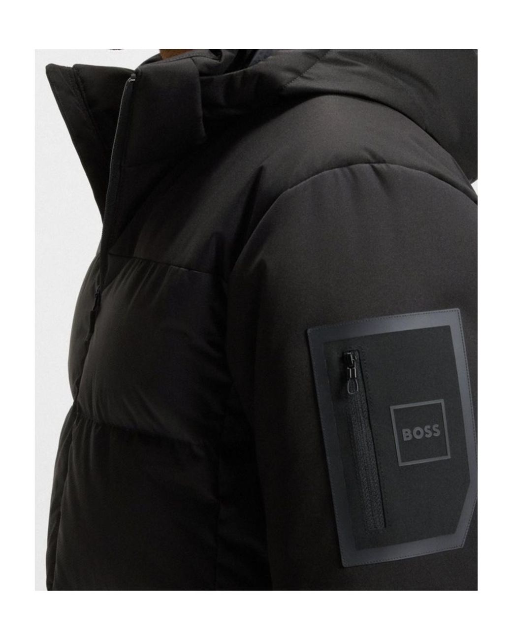 Boss Black Hooded Padded Jacket for men