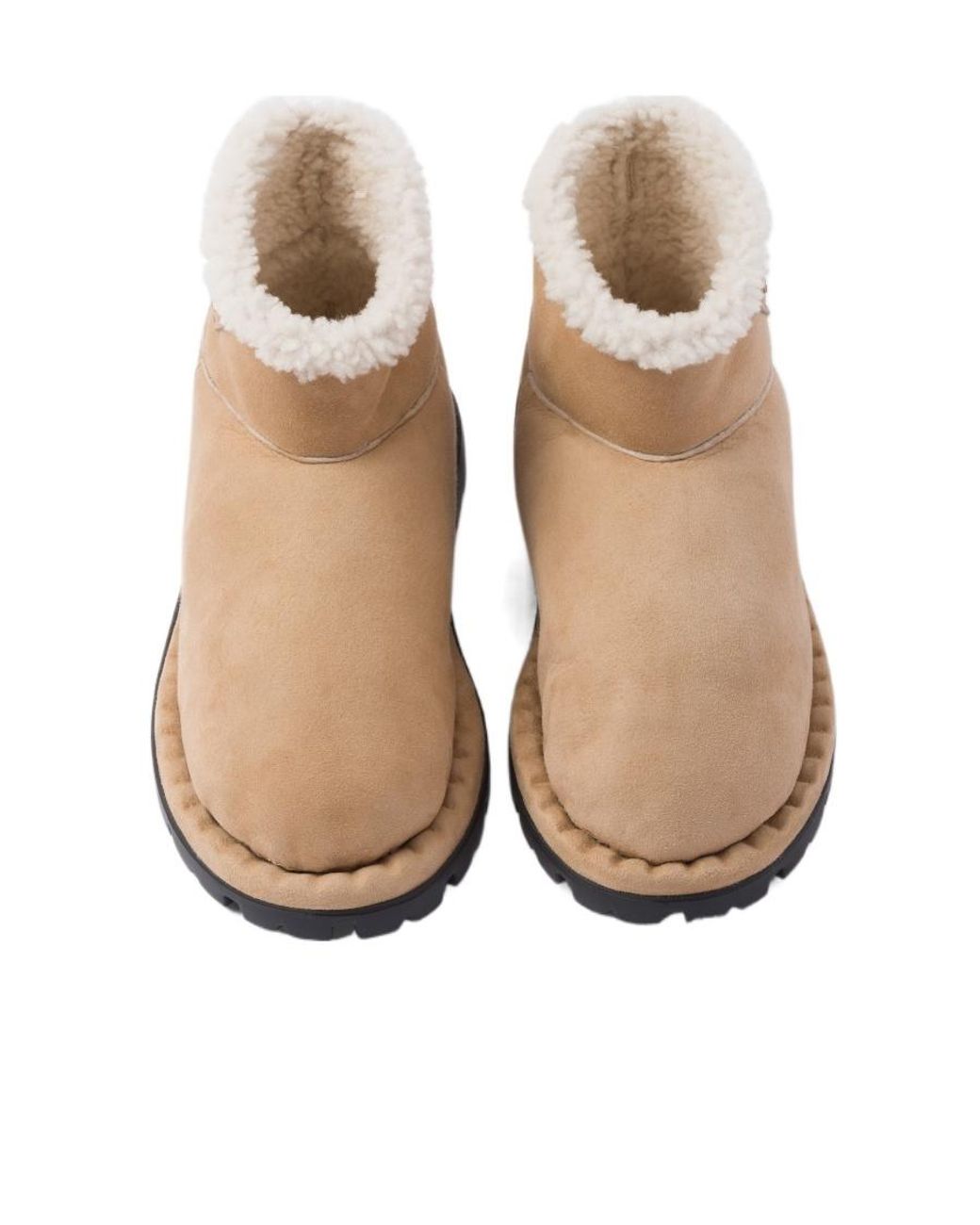 Prada Natural Triangle-Logo Suede Boots