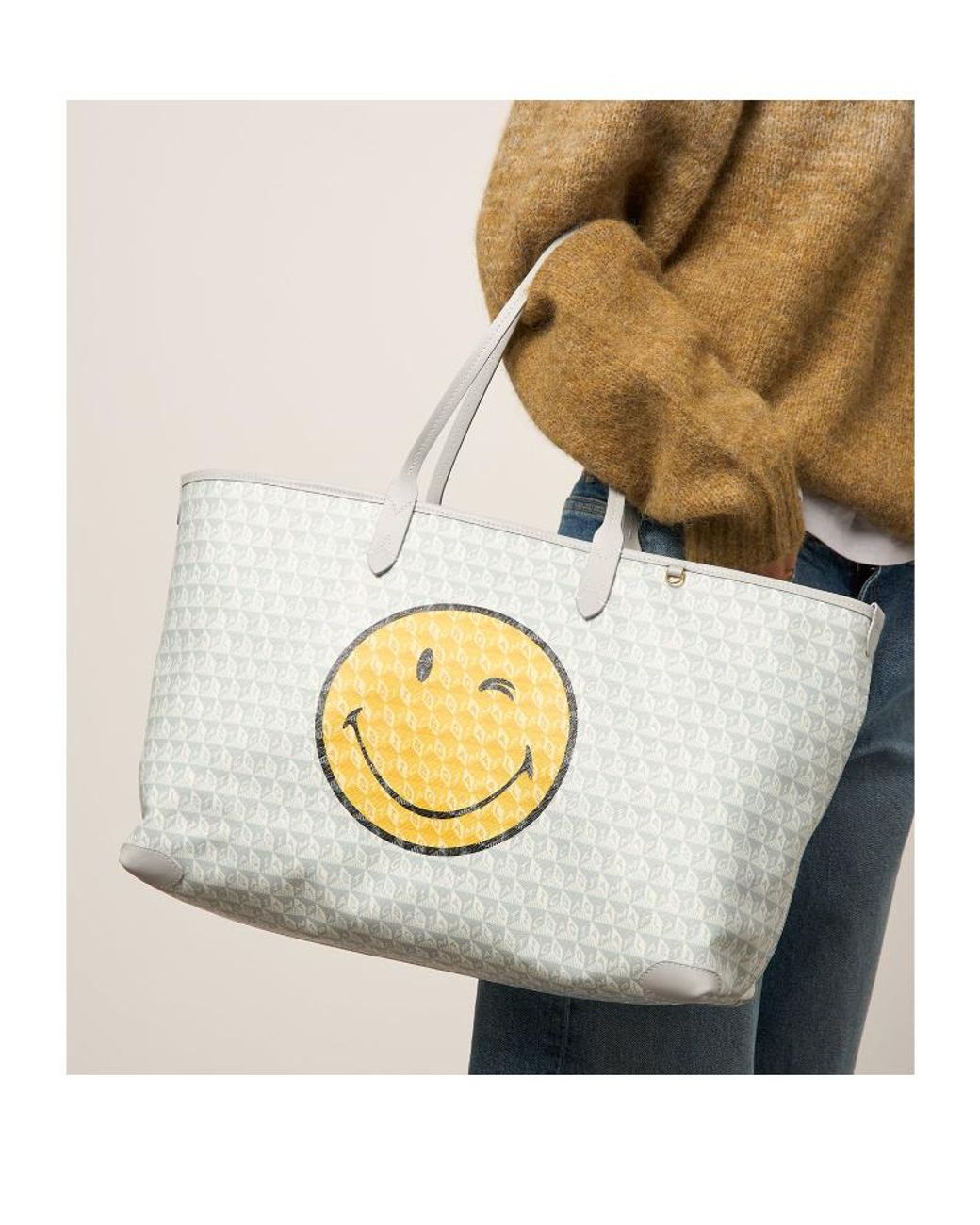 Anya Hindmarch Metallic I Am A Plastic Bag Printed Canvas Tote Bag
