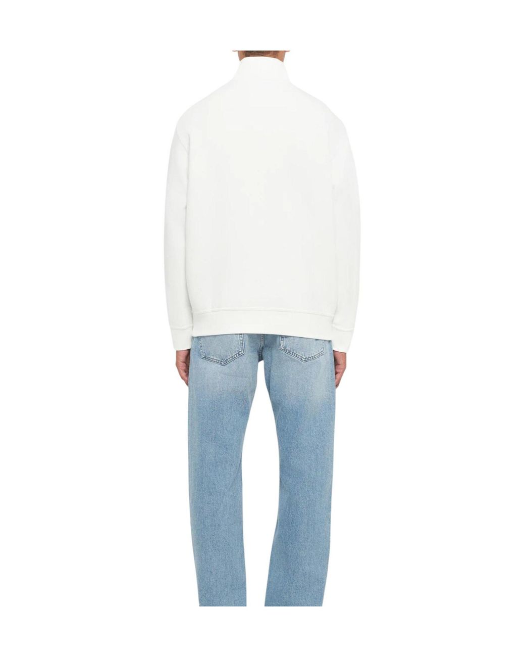 ARMANI EXCHANGE White Logo-Embroidered Quarter-Zip Sweater for men