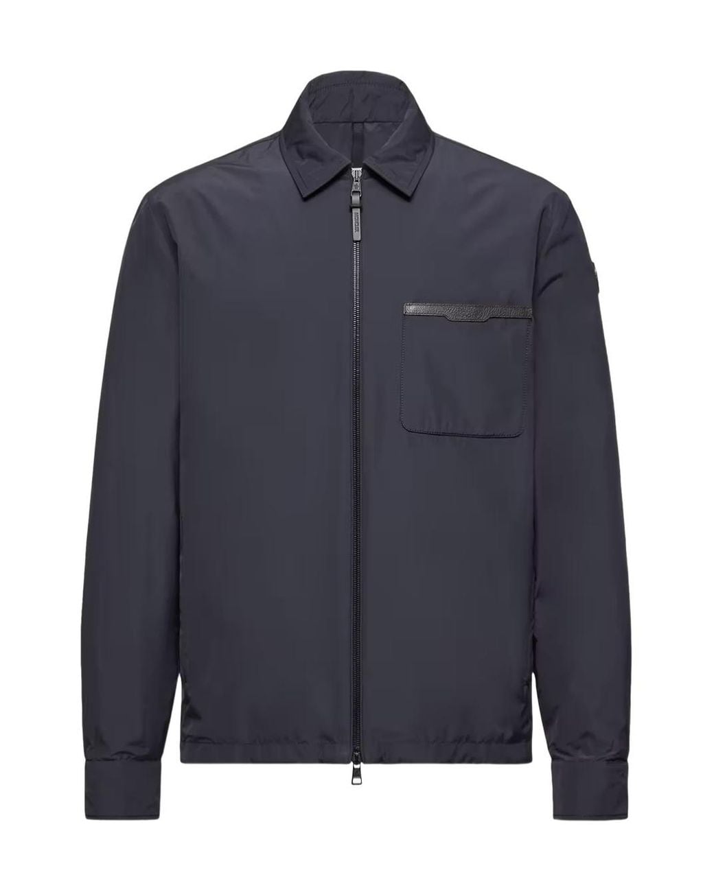 Moncler Blue Logo Patch Zip-Up Shirt Jacket for men