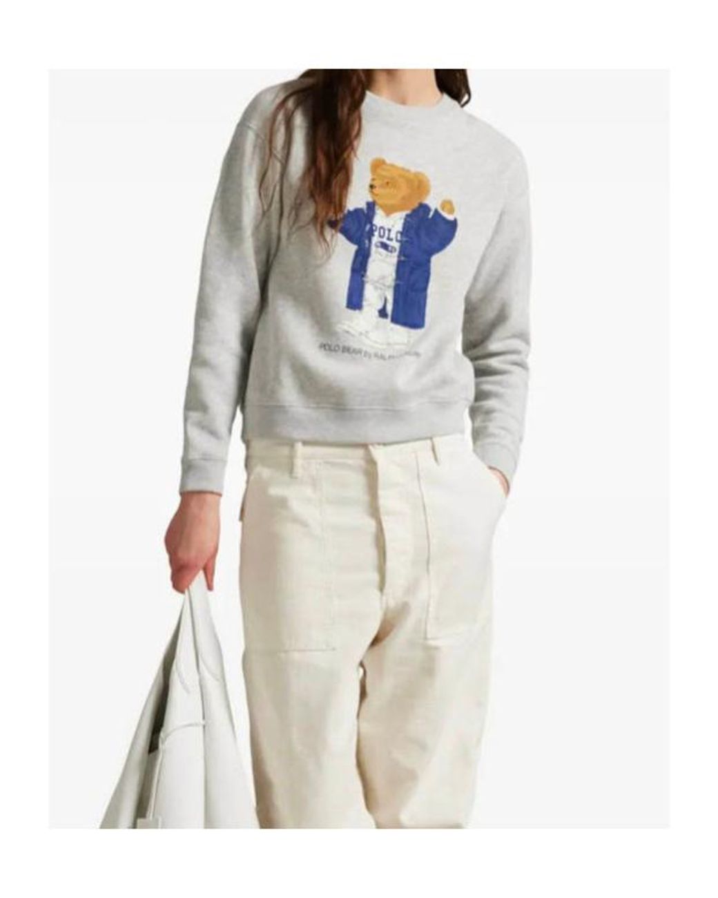 Polo Ralph Lauren White Polo Bear Printed Crewneck Sweatshirt