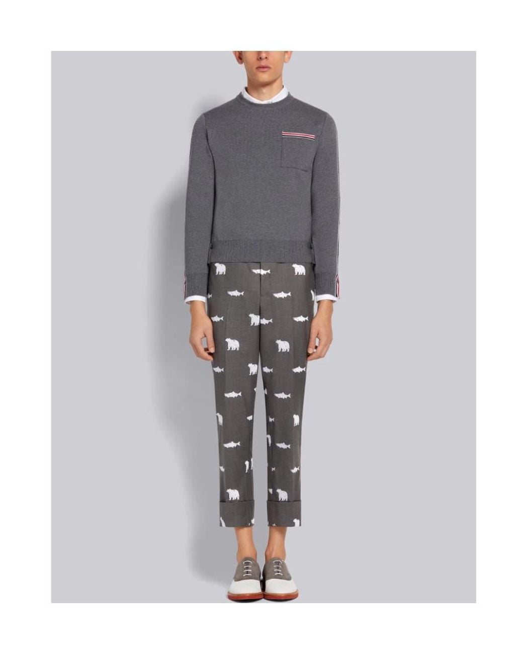 Thom Browne Gray Round-Neck Sweater for men