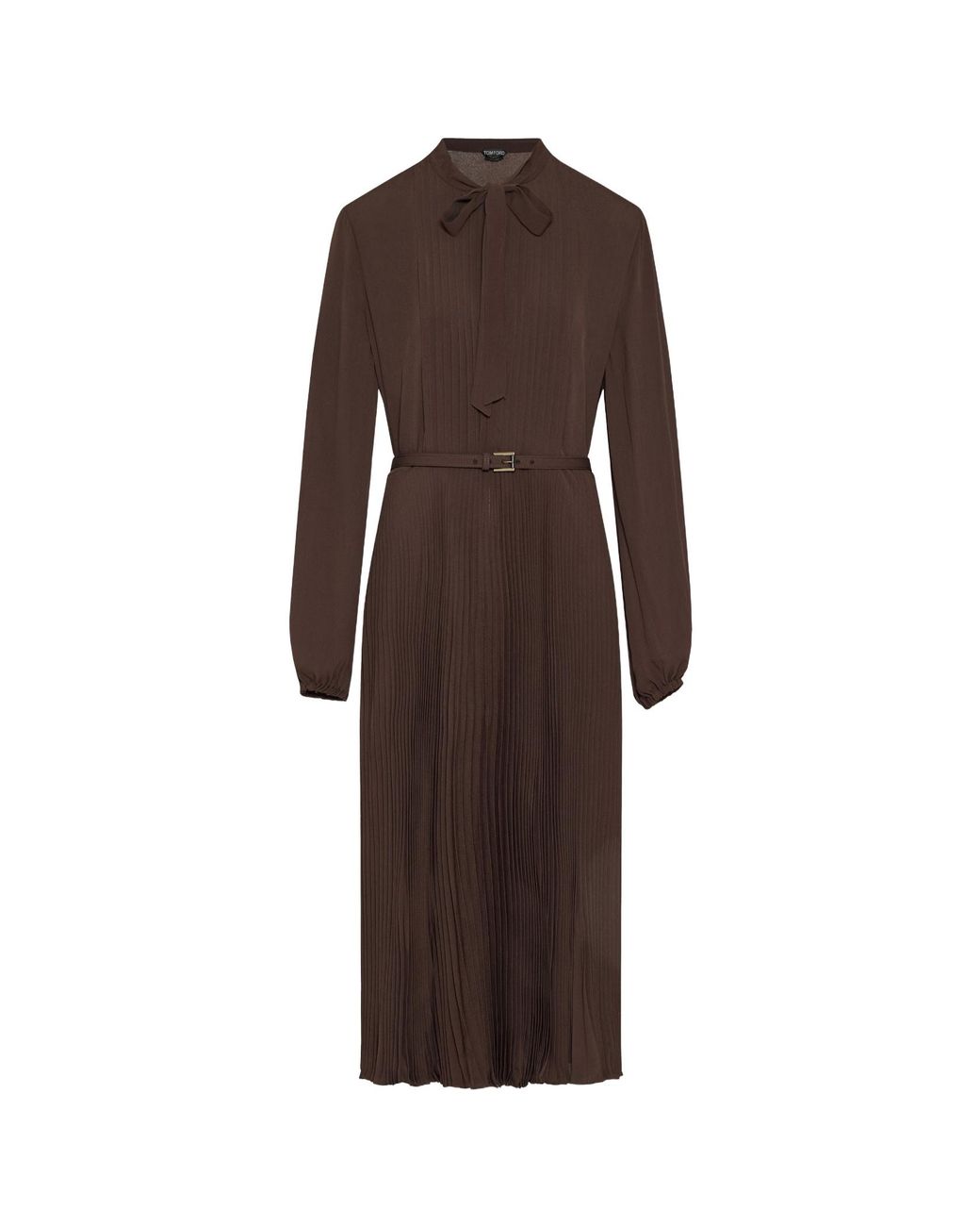 Tom Ford Brown Pleated Long Shirt Dress