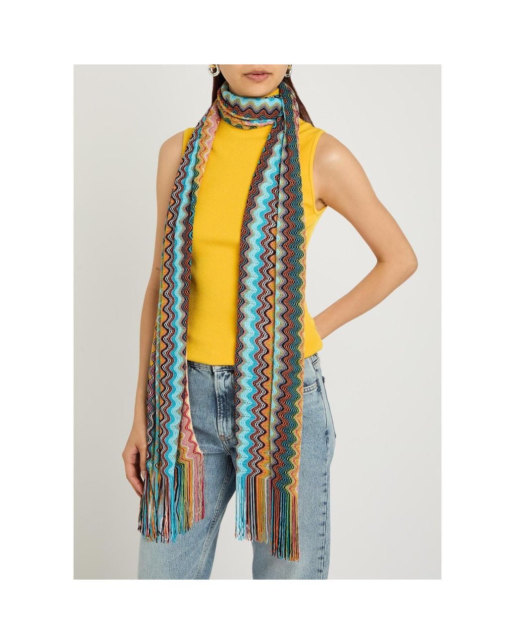 Missoni Blue Lightweight Knit Scarf
