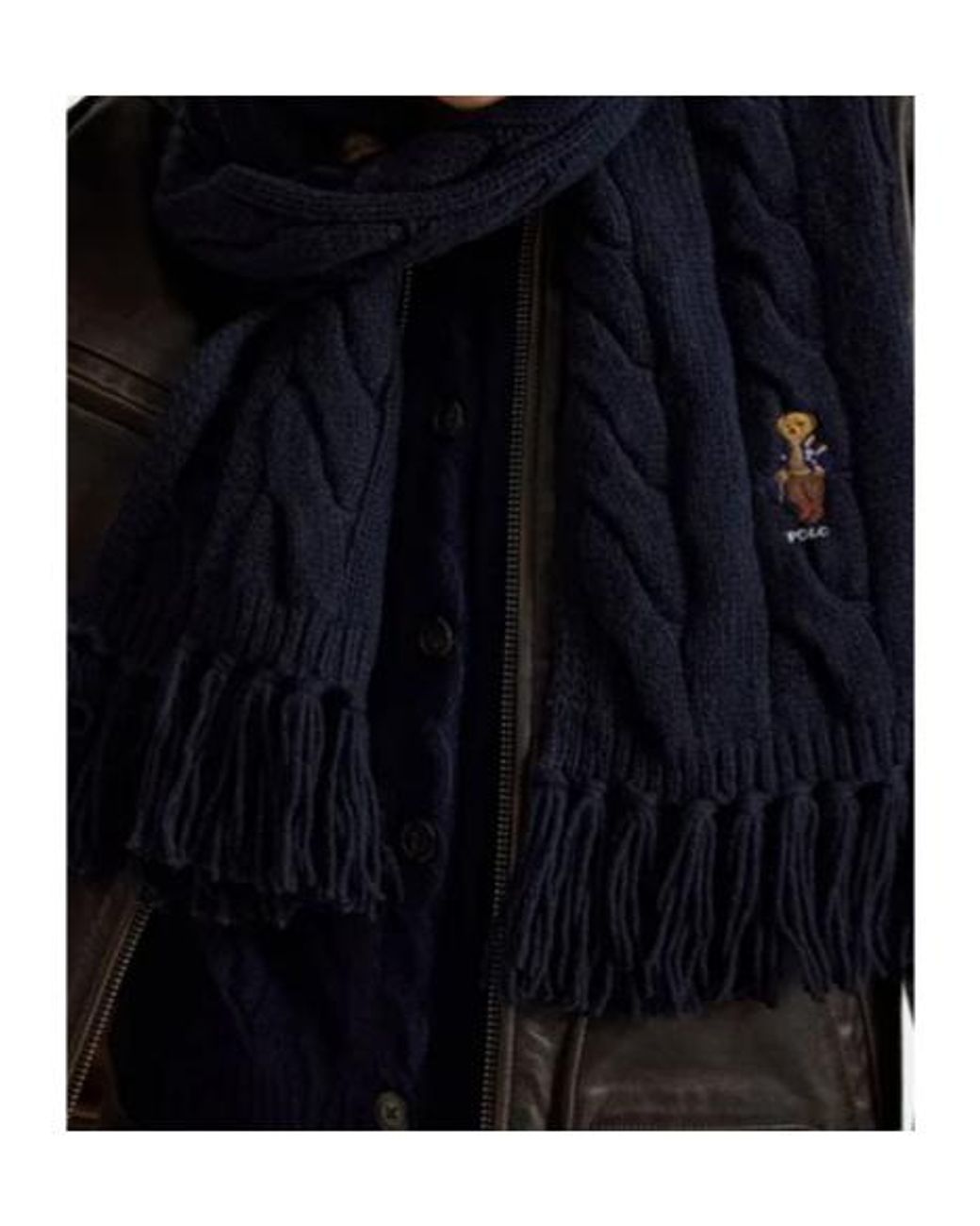 Polo Ralph Lauren Blue Polo Bear Cable-Knit Scarf