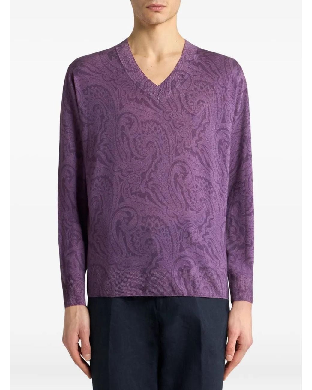 Etro Purple Paisley-Print Jumper for men