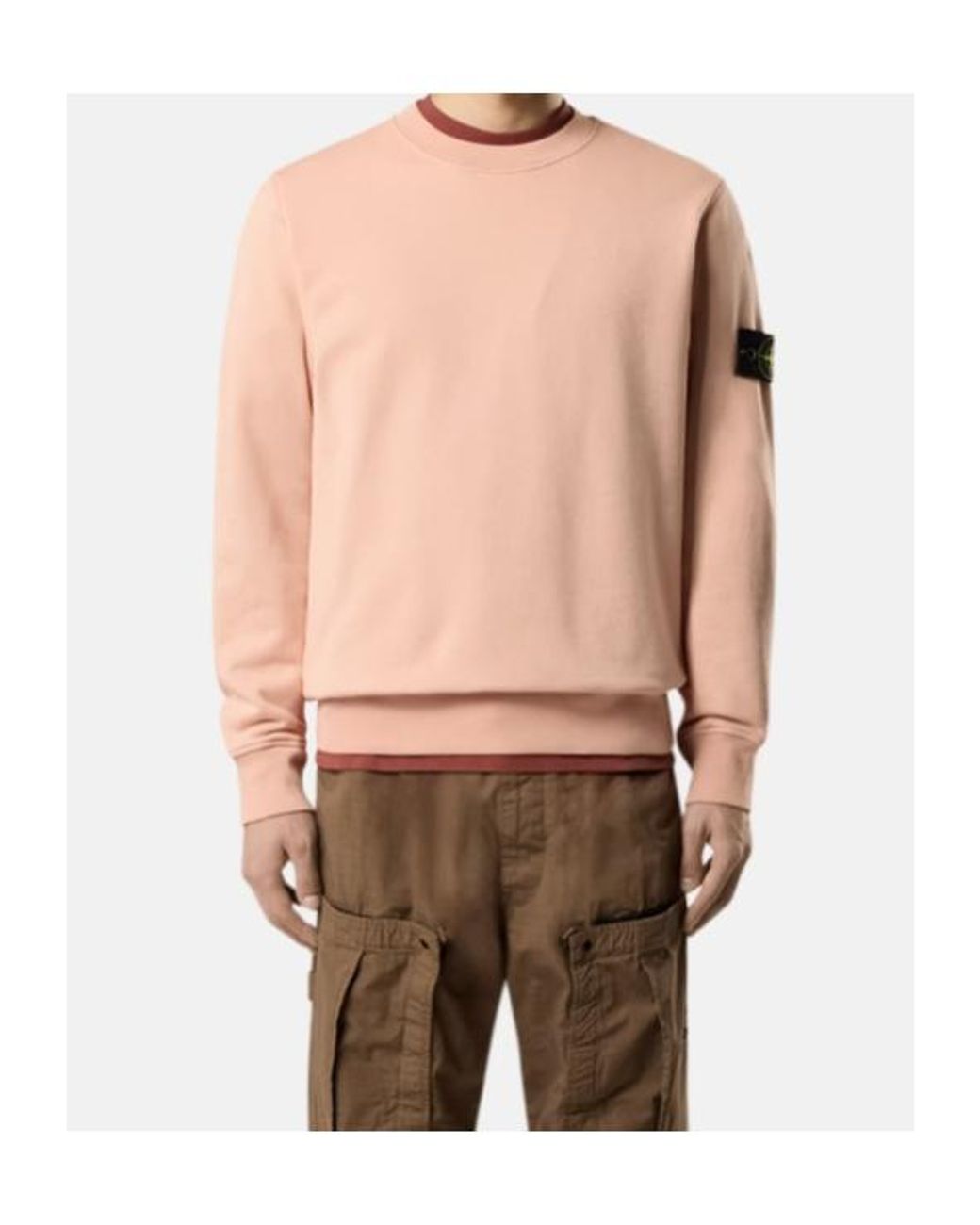 Stone Island Pink Logo Patch Sweatshirt for men