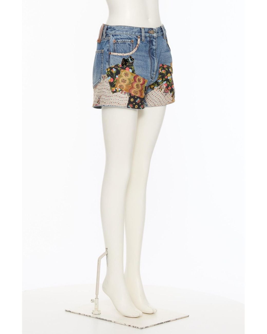 Valentino Blue Patchwork Denim Shorts