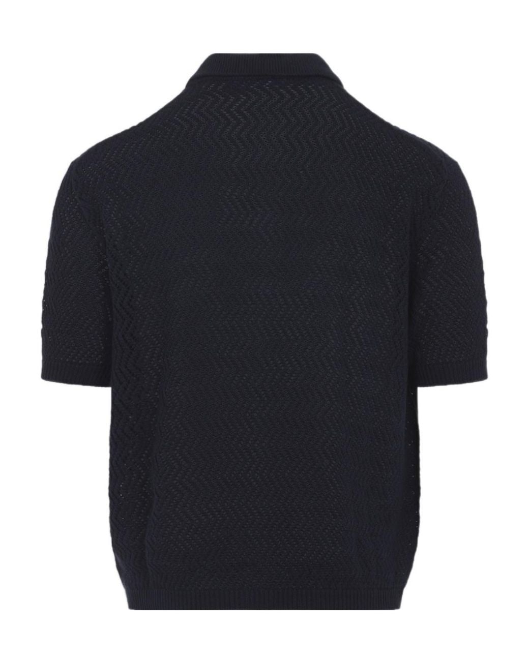 Ralph Lauren Blue Openwork Polo Knit Top for men